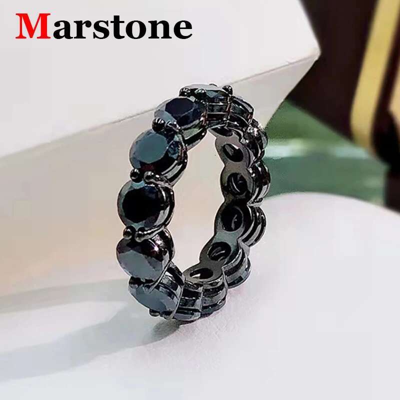 5MM Black Full Moissanite Diamond D Color Womens Ring S925 Sliver Plated 18K White GreenPink Blue Ring Fine Jewelry for Women