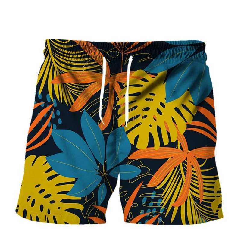 Tropical plant pattern 3D printing beach shorts mens retro swimming shorts summer Hawaiian vacation shorts quick dryingW250410
