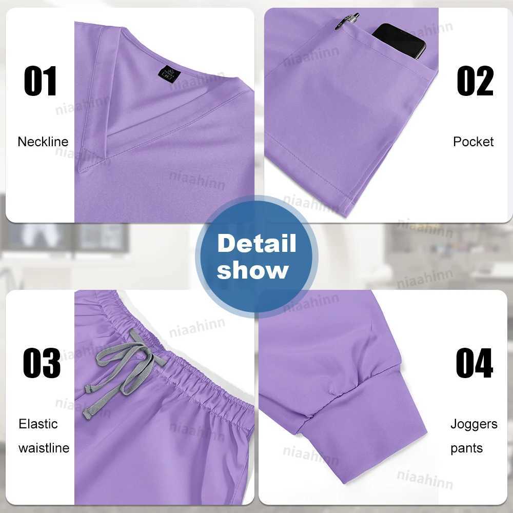 Medical frosted nursing surgical gowns high-quality elastic frosted medical care solid color uniforms workwear unisex styles X250410