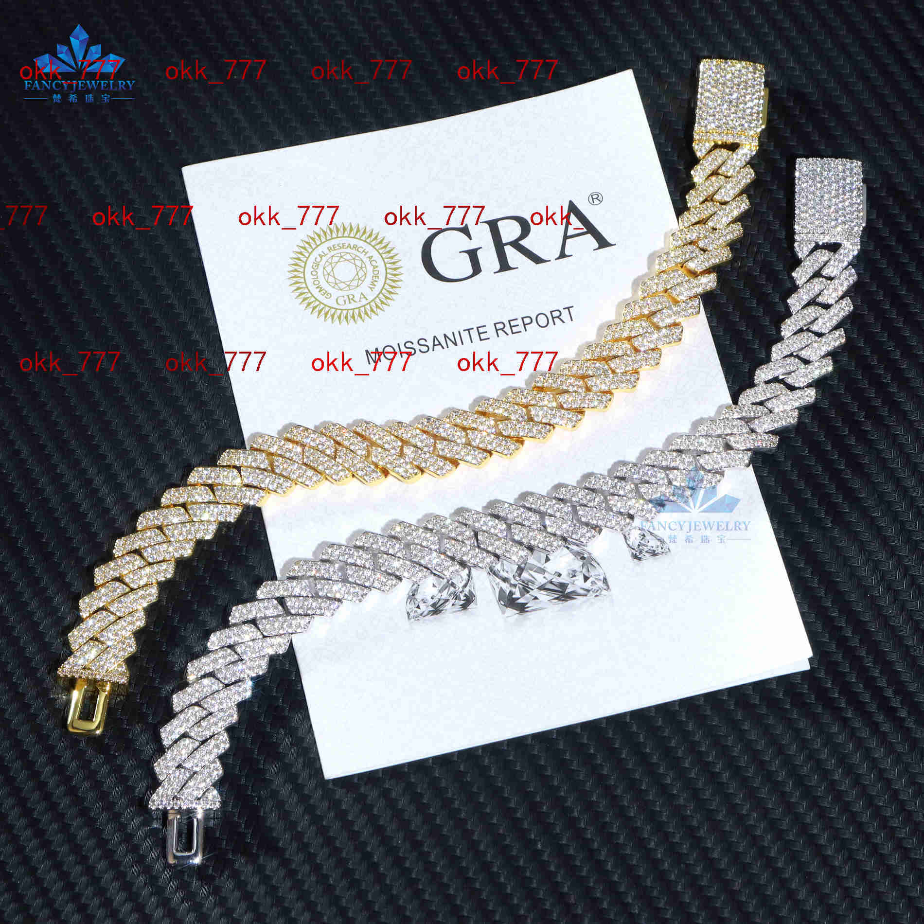 Hip Hop Mens Full Diamond Iced Out 12mm Cuban Link Chain 14K 18K Gold 925 Silver Moissanite Cuban Bracelet