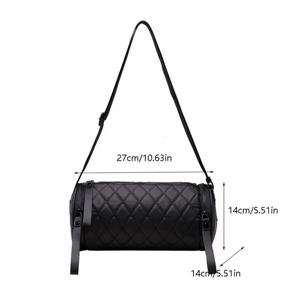 Fashion Round Lingge Cylinder Bag Oxford Zipper Pillow Bag Korean Style Single Shoulder Bucket Bag MaleT251110