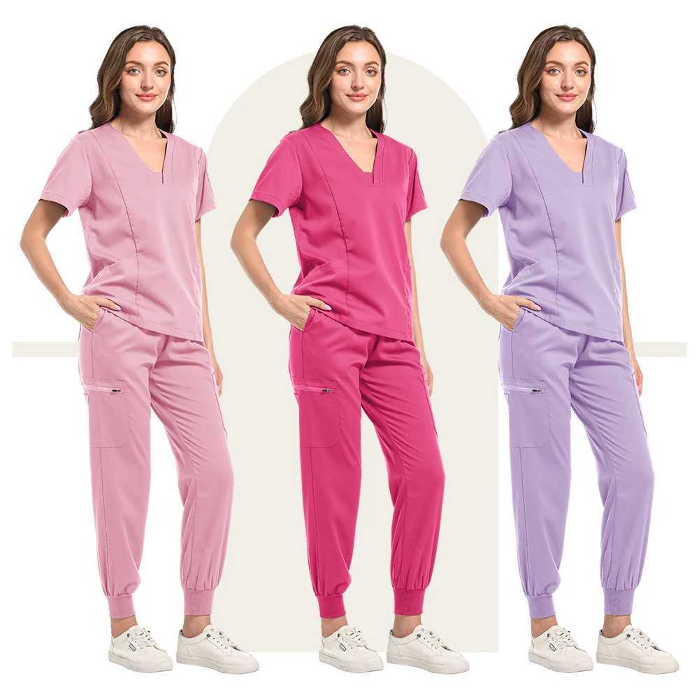 High Quty Hospital Scrubs Uniforms Sets Polyester Rayon Spandex Women Scrub Sets Uniforms Nursing Medical Scrubs Nurse Suit X250410
