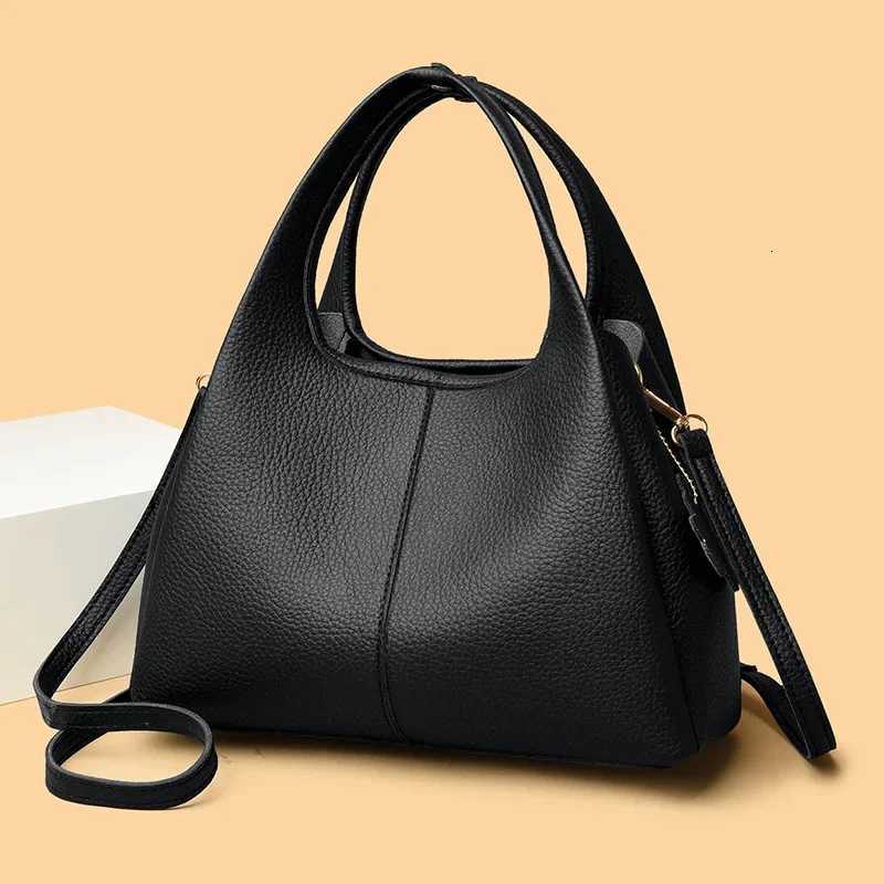 Soft Leather Lychee Pattern Basket Bag Womens Crossbody Shoulder Bag Large Capacity Commuter Fashion New Style HandbagT251110