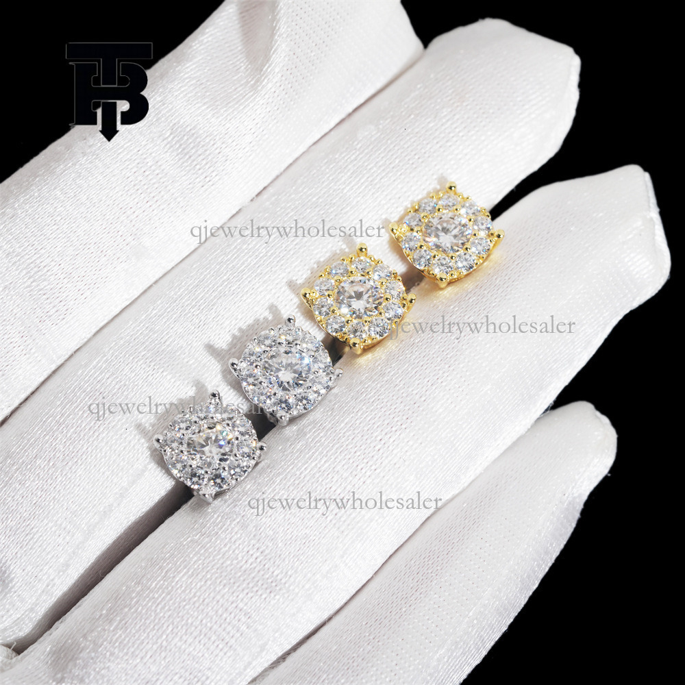 TB BHULAMTE New Amazon 2023 S925 Sterling Silver Inlaid 45 Carat Round Moissanite Earrings European and American Style Classic Earrings for Men and Wo