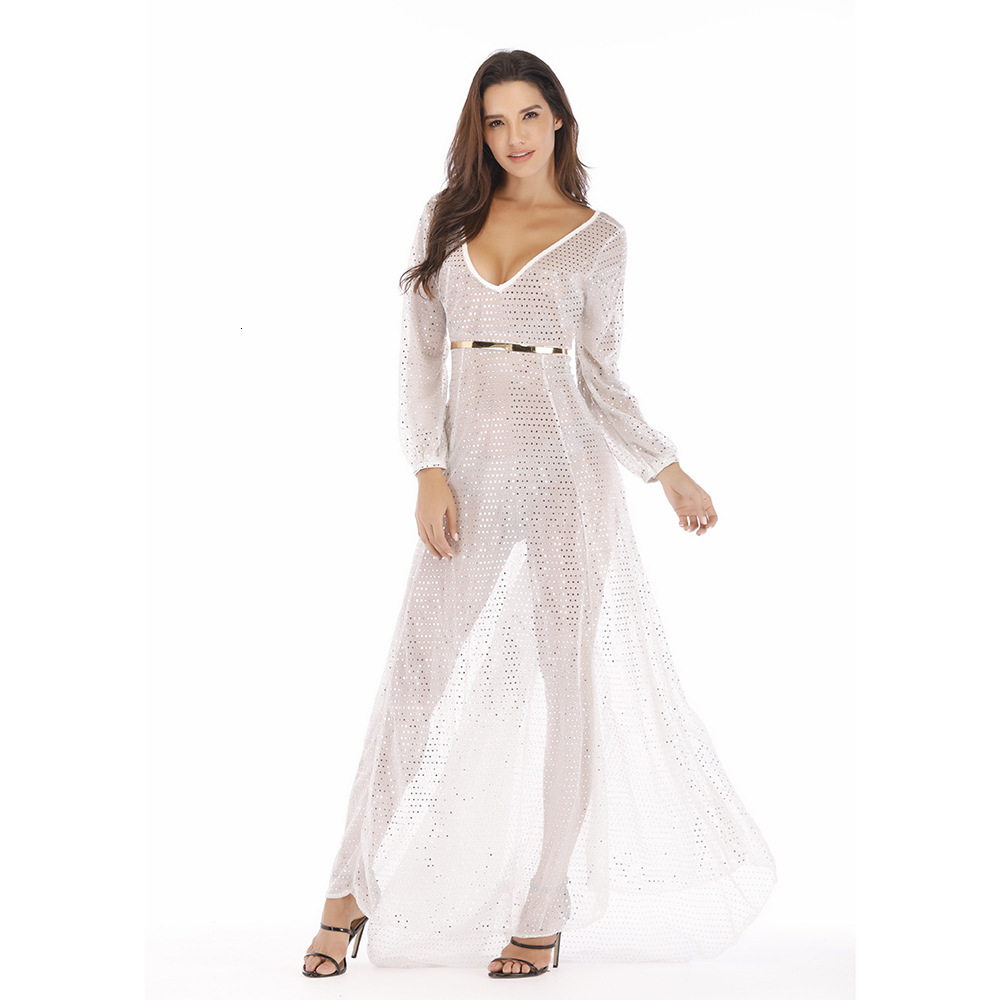 Women's Cocktail glittering gauze, long sexy nightclub dress, female