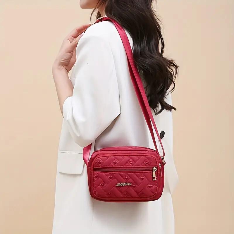 FL- New Oxford Cloth Multi-Layer Crossbody Bag Women's Bag Casual Embroidery Shoulder Mobile Phone Change Small Cloth Bag Business Bag