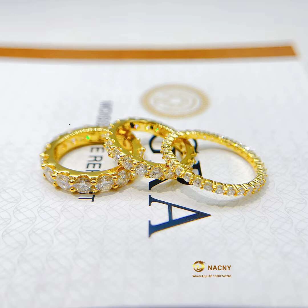 Fine Jewelry Hip Hop Ring 925 Sterling Silver 2mm 3mm 4mm Round Cut Iced Out VVS Moissanite Ring