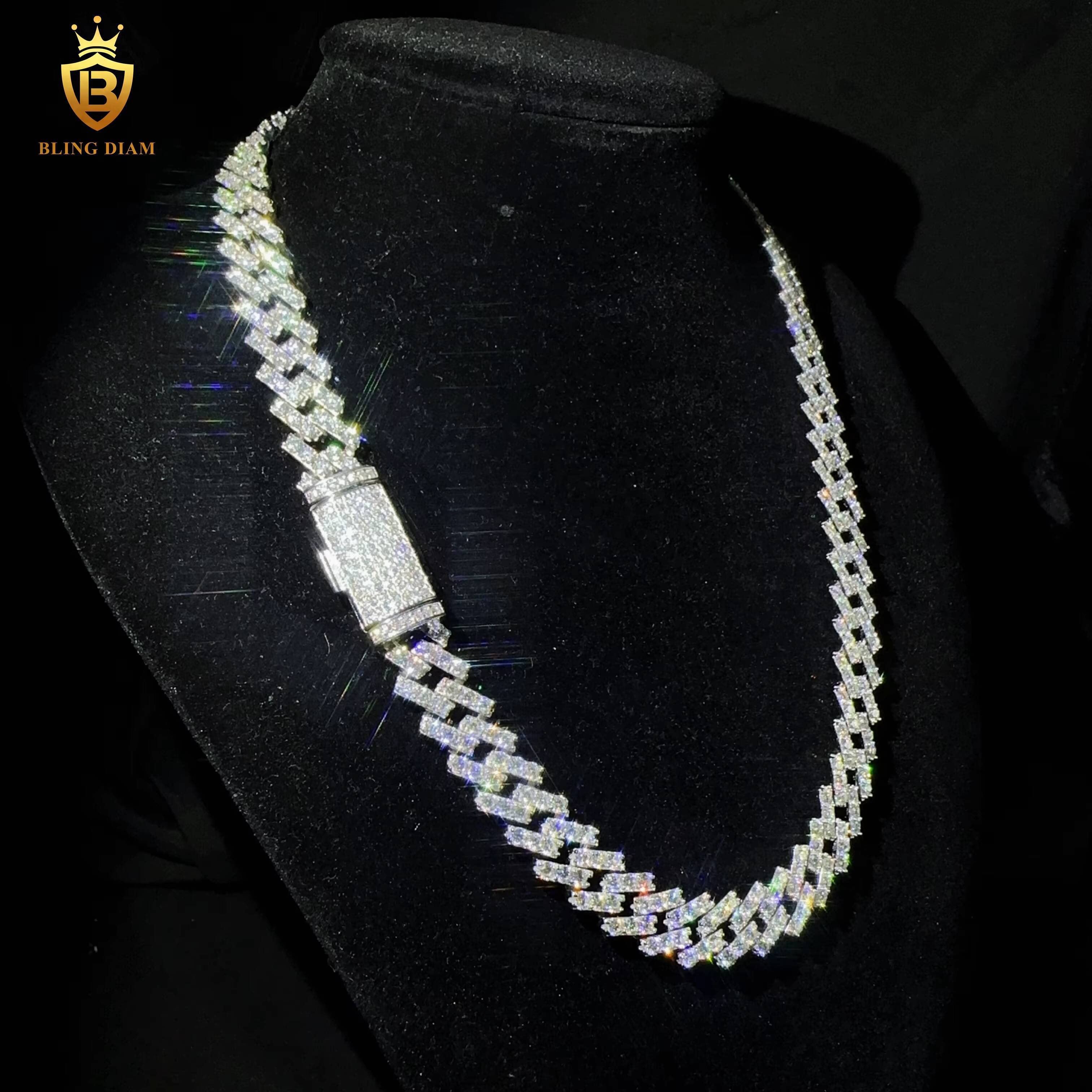 126mm GAR Certificated Iced Out Hip Hop Jewelry VVS Moissanite Diamond Sterling Silver 925 Miami Cuban Link Chain Necklace