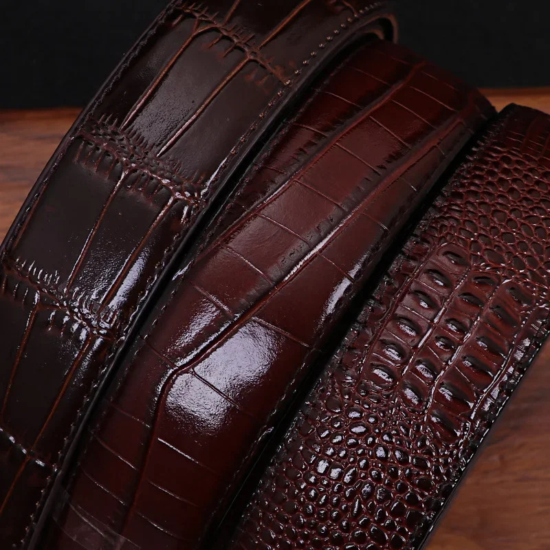 Brown Leather Pattern Mens Leather Belt n Fashion Casual Business People Suit Jeans Automatic Buckle Belt 251031