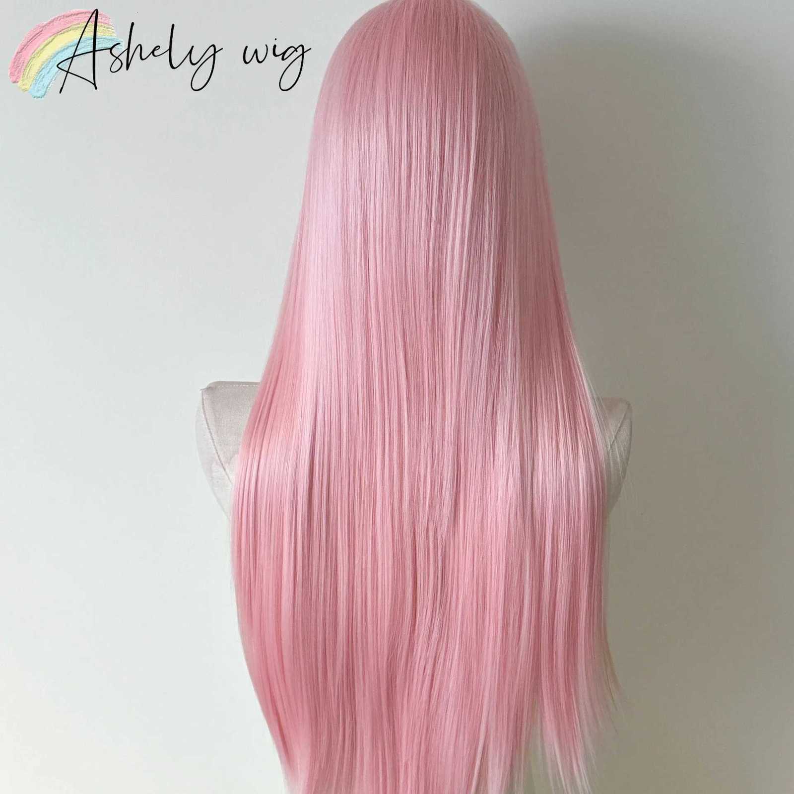 Light Pink Wig for Women 13x4 Lace Front Wig 26inch Long Straight Synthetic Wigs Soft Natural Heat-resistant Fiber Cosplay WigT251111