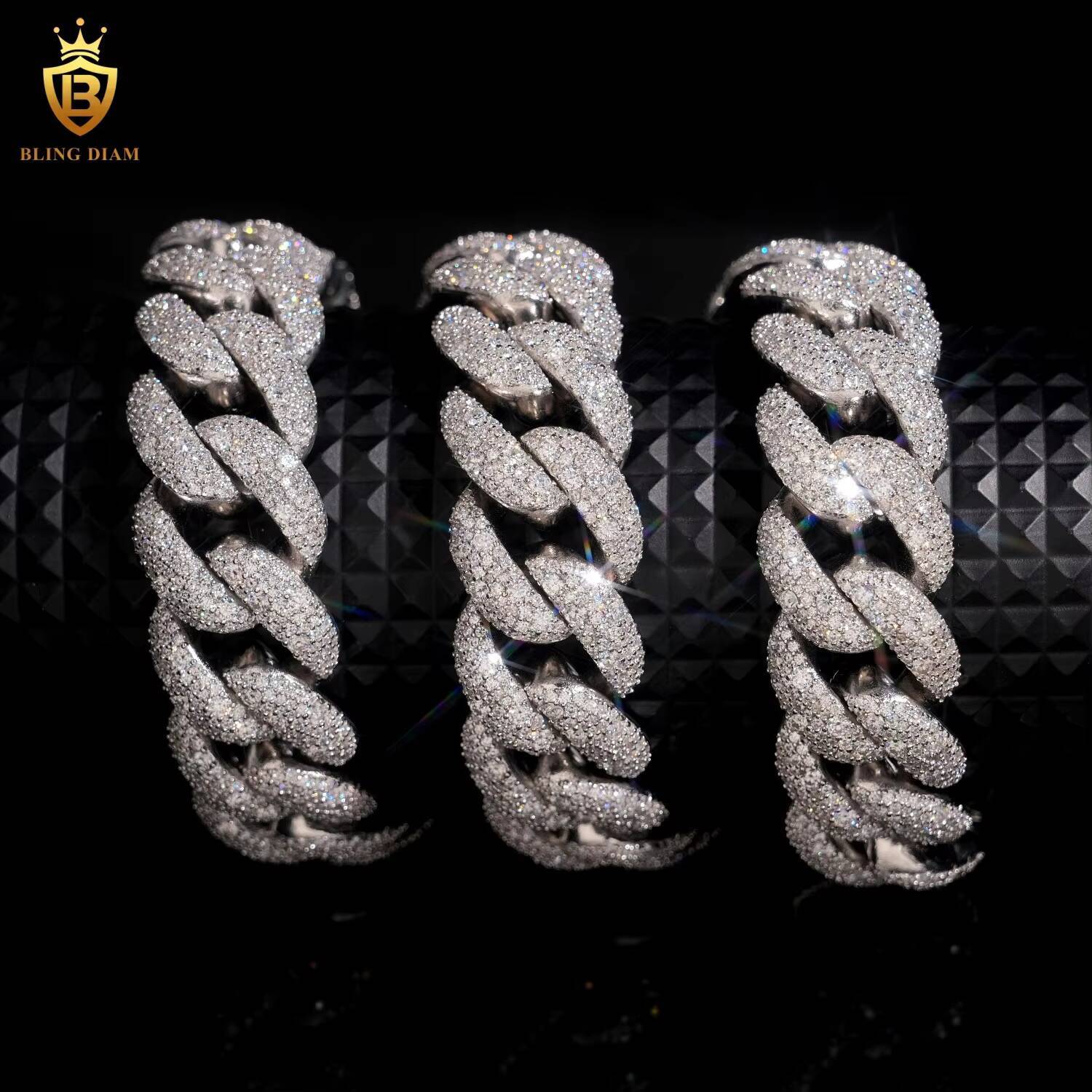 VVS Moissanite Pass Diamond Tester Hip Hop Jewelry Iced Out Diamond 23mm Sterling Silver 925 Miami Cuban Link Chain Necklace