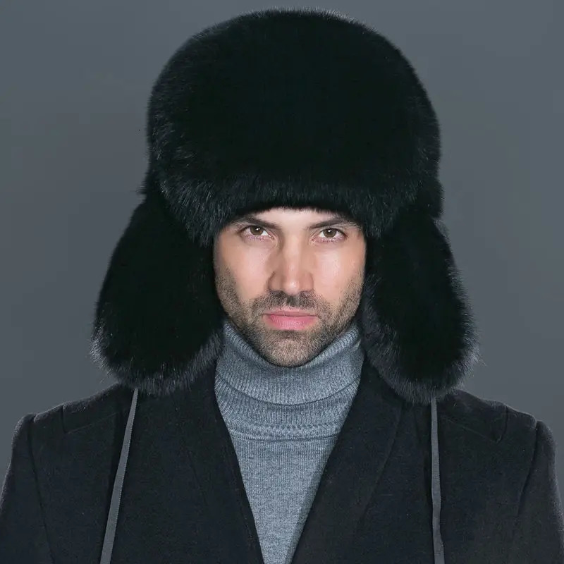 Winter Men Hats Brown Fox Fur High-end Elegant Warm Soft Not Wool Outdoor Hiking Caps Windproof Thick Europe Earflap Hat 251110 - view 5