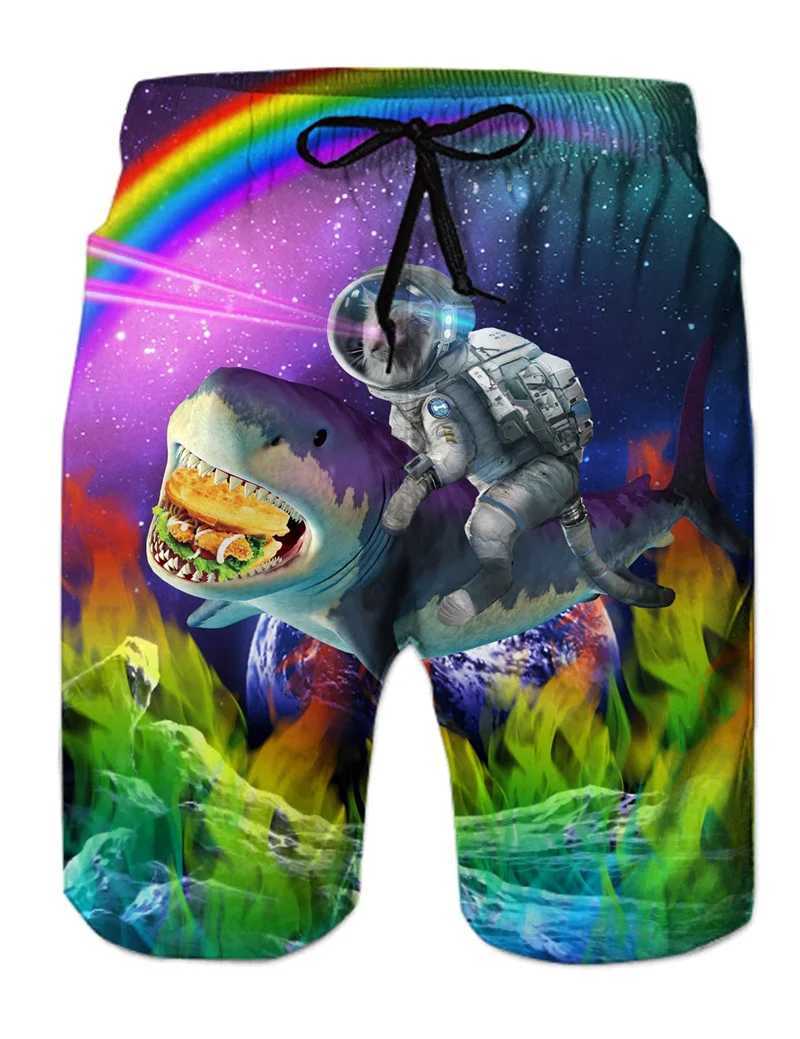 Interesting animal dinosaur beach shorts mens 3D printed surfboard shorts summer Hawaiian swimsuit pants cool ice shortsW250410