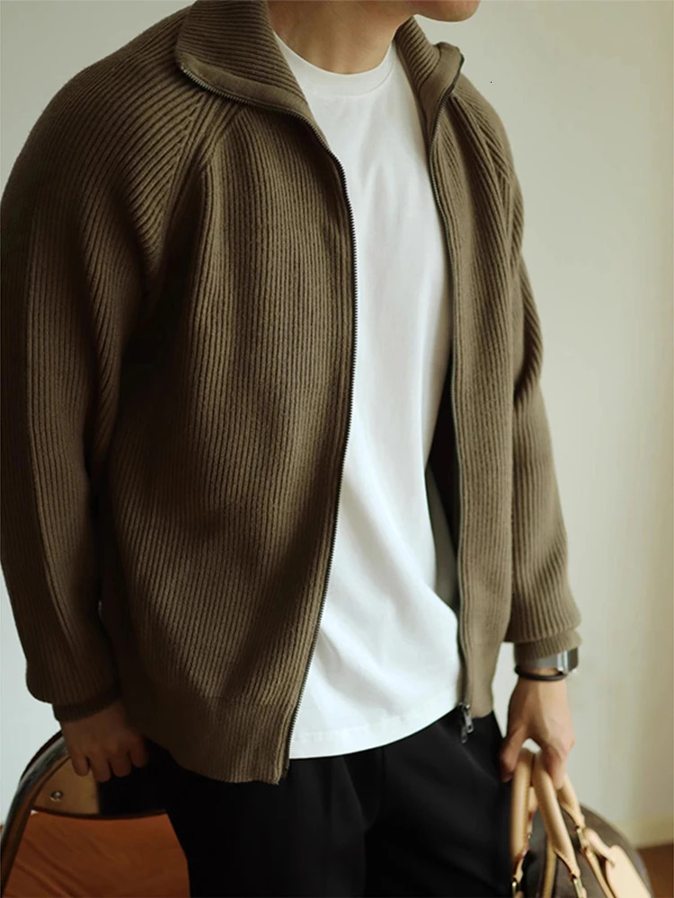 Autumn and Winter Warm Knitted Zipper Jaet for Men Casual Lightweight Open Cardigan Sle AntiBall Easy Care Ular Top 251030