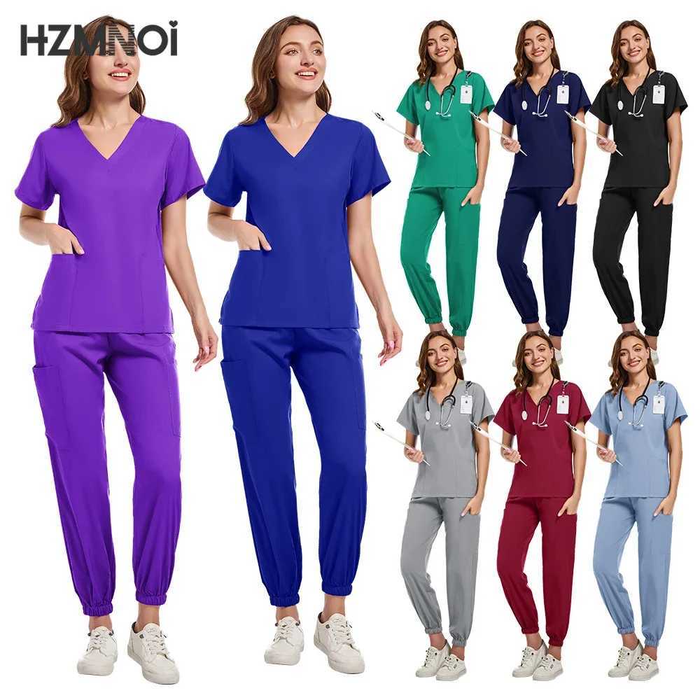 New Multicolour Pharmacy Nurse Scrubs Set Dentist Surgical Medical Uniforms Elestic Women Joggers Suit Beauty Spa Uniforms X250410
