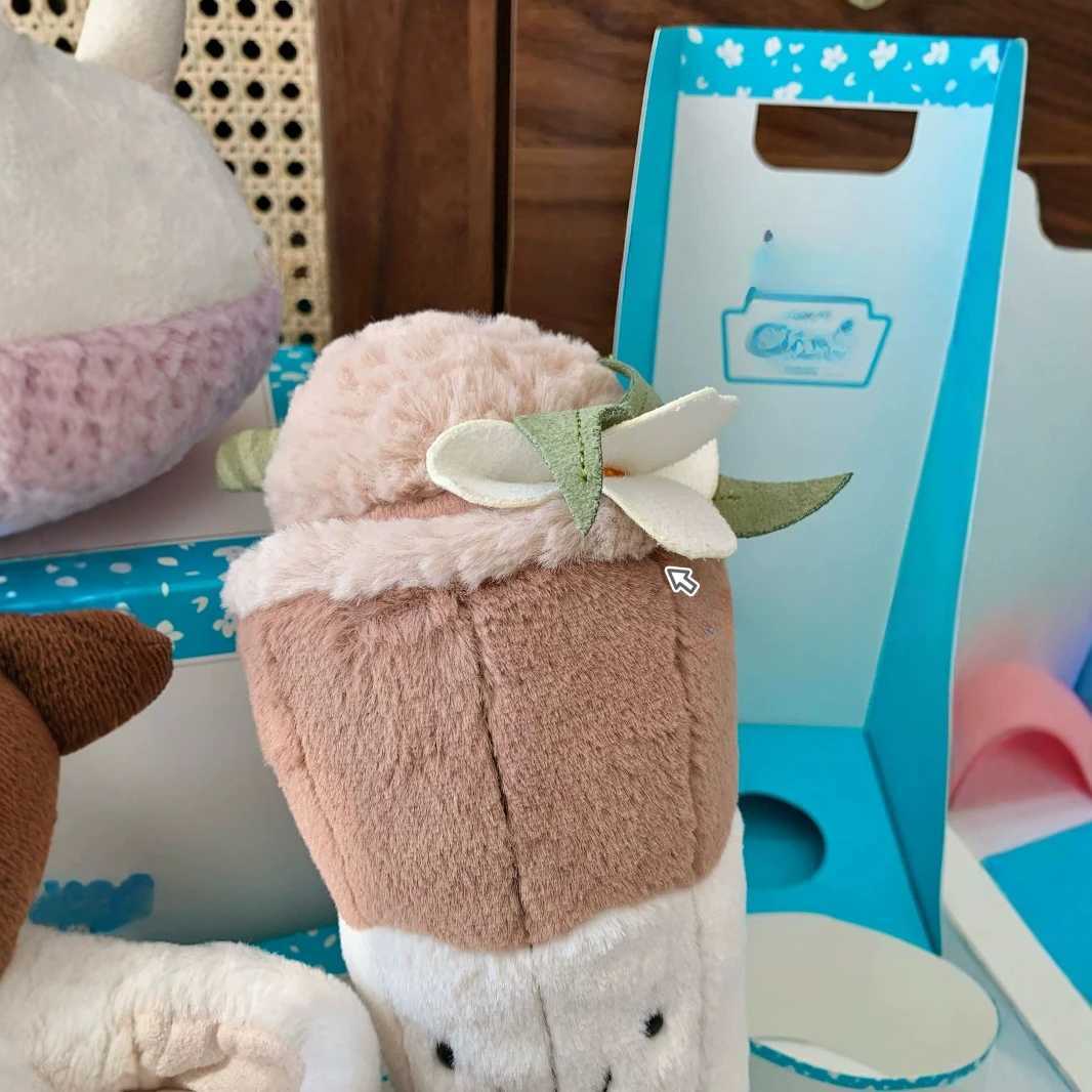 Label Jelly Cat Mulan Latte Bubble Teacup Doll Soft Pillow Cute Holiday Birthday Gift Girl Stuffed Toy W250411