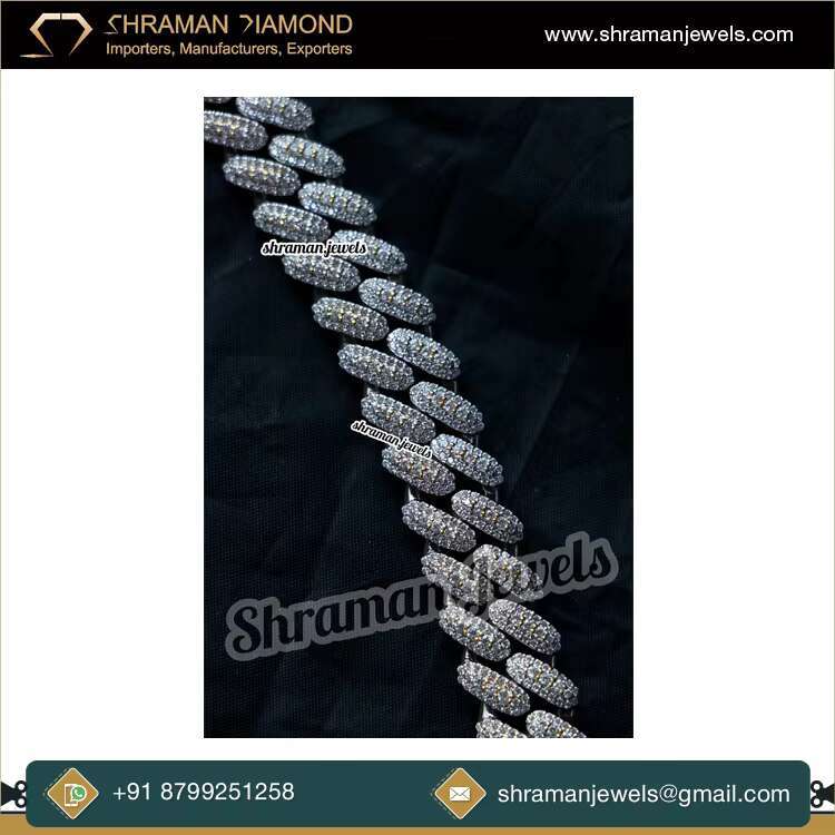 Modern Design Premium Quality Fine Jewelry 24.181 CTS and 125.455 Grams Moissanite Diamond 12MM Iced Out Cuban Link Chain