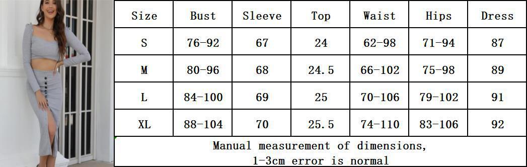 Sexy Spicy Girl Knitted Dress Set Autumn/Winter Long sleeved Short Open Navel Top+Wrapped Hip Split Skirt