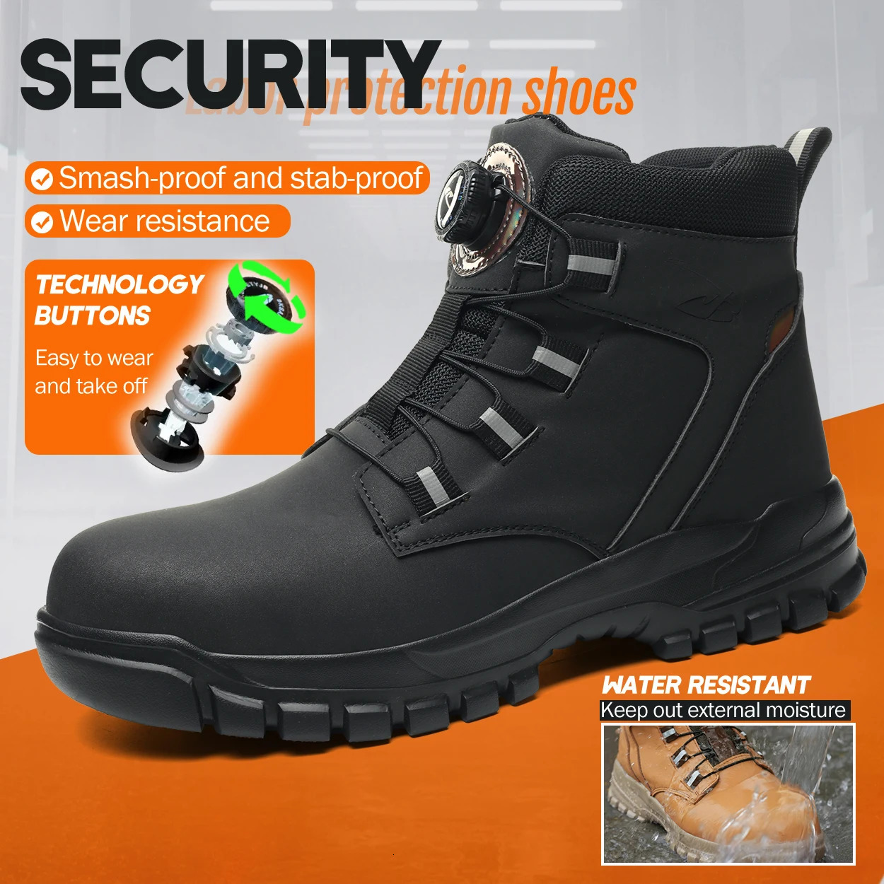 Waterproof Safety Boots Men Indestructible Steel Toe Work Antismash Stabresistant Shoes Biker Botas Para Hombre 251031