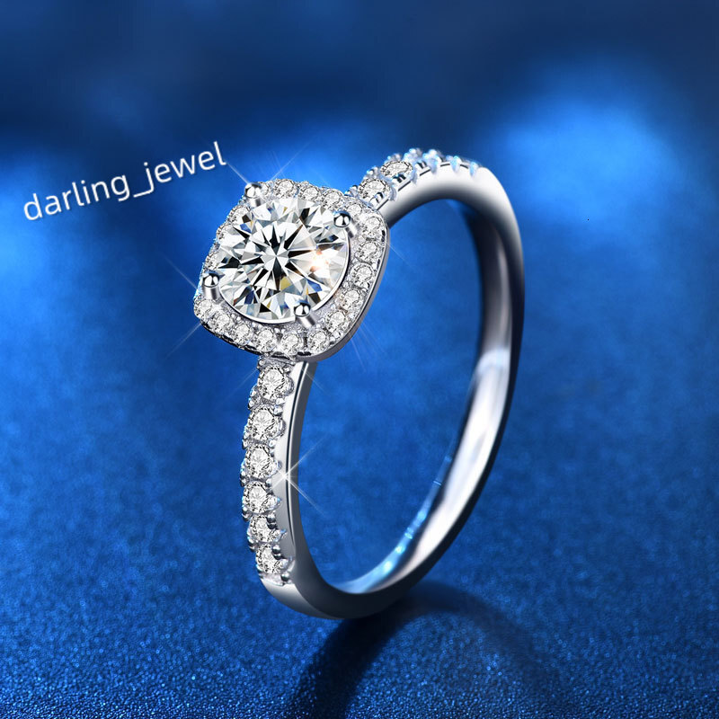 S925 Sterling Silver Mosan Ring Jewelry Niche Sugar Light Luxury Jewelry Wedding Ring Jewelry Engagement