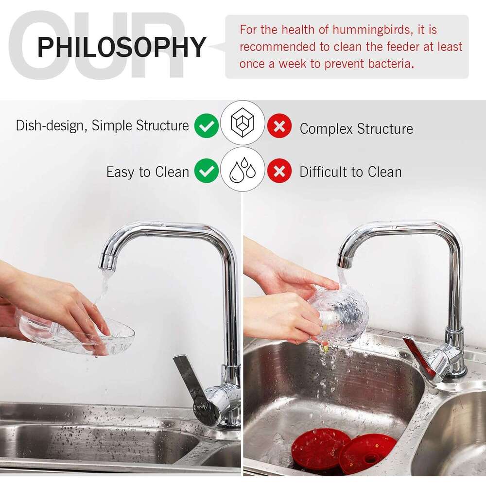 eWonLife Hummingbird for Outdoors, 2 Pack, Leak-Proof, Easy to Clean and Refill, Saucer Humming Bird Feeder Plastic, Including Hanging Hook, with 5 Fe