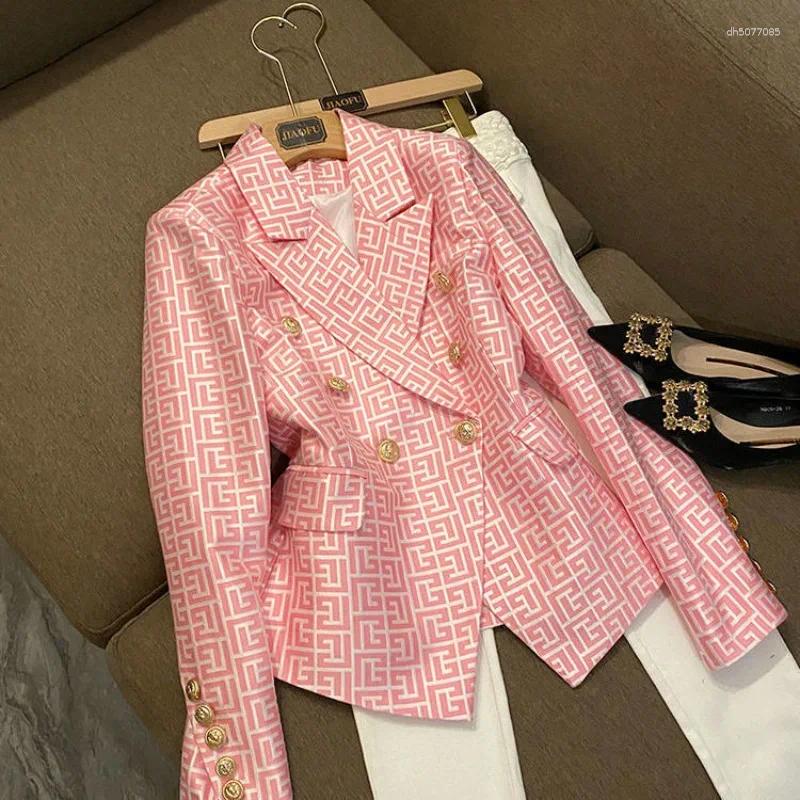 Women's Jackets Women Clothing Spring Autumn Fashion Korean Button Printing Tailored Collar Long Sleeve Female All-match Appear Thin Coat