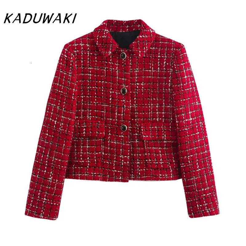 KADUWAKI Womens Tweed Jacket Skirts Autumn O-neck Long Sleeve Button Coat Elegant 2 Piece Set Women Sheath Mini Skirt Outfits 251106