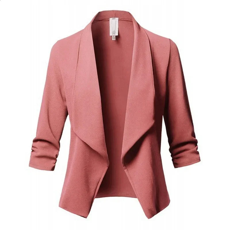 Womens black slim sweatshirt cardigan 2024 long sleeved womens and jacket pleated asymmetric casual business suit for women 250407