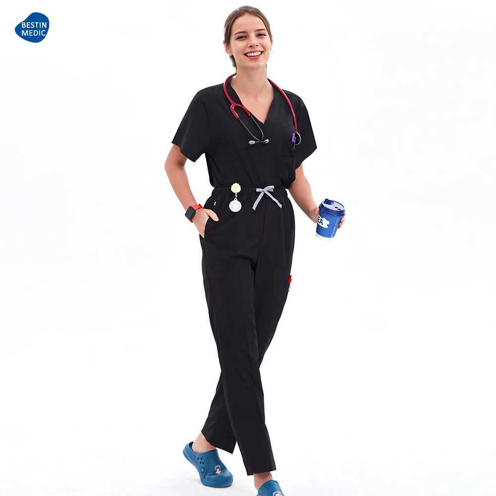 Doctor nurse scrub set hospital uniform clinic medical surgeon nursing suit dental pediatric beauty Sn work suit S23 X250410