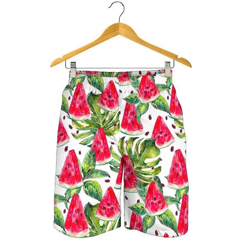 Aloha Tropical Watermelon 3D Printed Beach Shorts Mens Summer Cartoon Fruit Pattern Swimming Dry Quick Drying Surfboard ShortsW250410