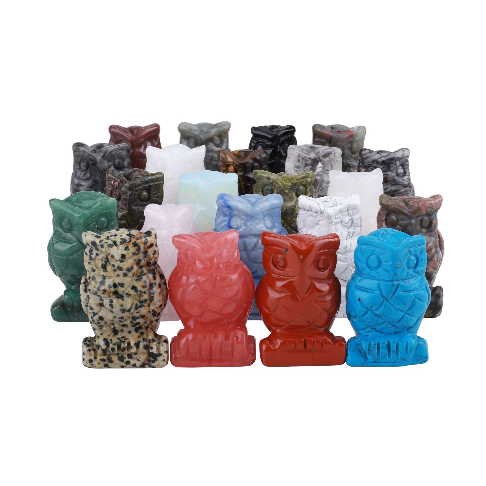 2-inch crystal semi-precious stone small animal figurine, craft small gift, jade owl carving piece