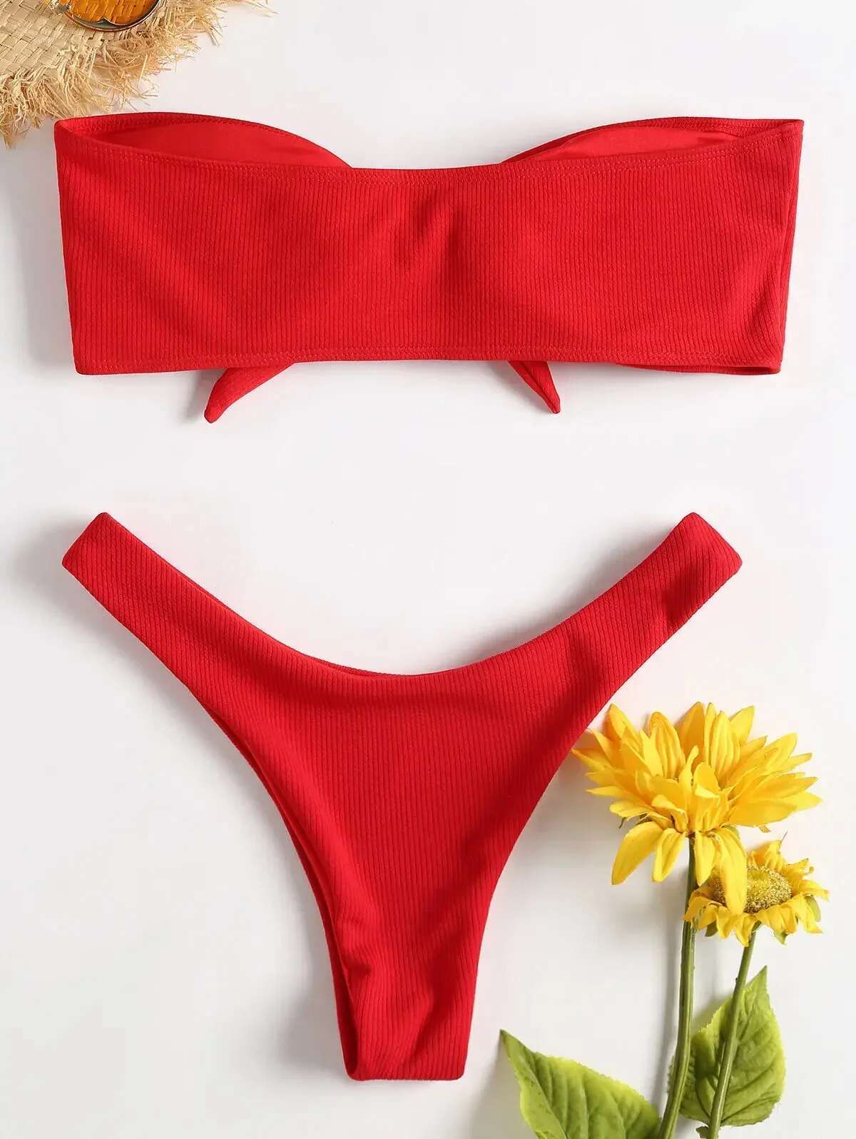 New Tube Top Bow Split Women Swimming Low Waist Bottoms Panties Ladies Sexy Bikini Bandage Shorts Bottom Swimsuit