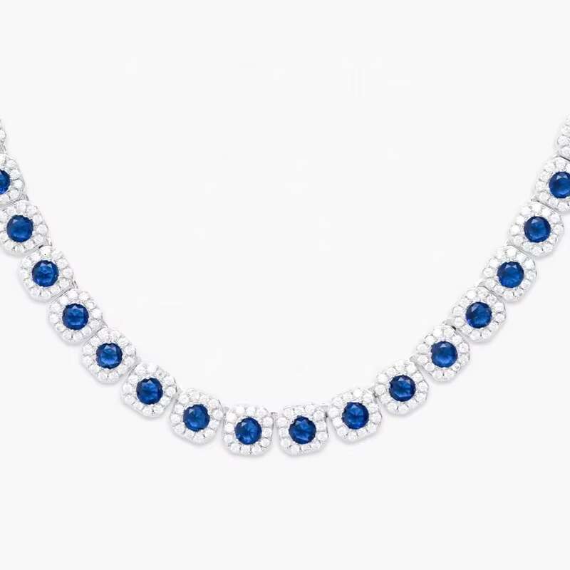Hip Hop Passd Diamond Tester 925 Sterling Silver Iced Out Colorful Gemstone VVS Moissanite Cluster Tennis Chain for Women Men