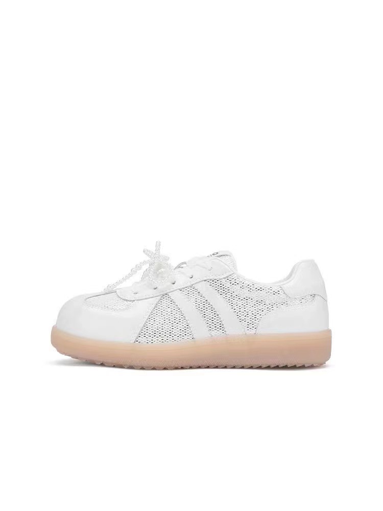 Jifffly Women's Training Shoes 2025 New Fashion Versatile Thick Sole Breathable Lace Mesh White Sneakers