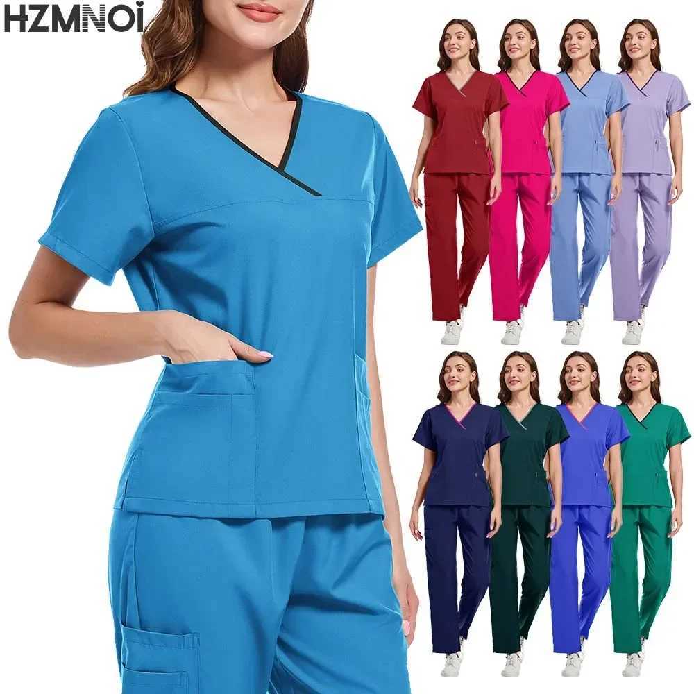 Fashion Medical Women Scrubs Uniform Hospital Doctors Clothes Nurses Accessories Dental Clinic Beauty Spa Sn Workwear Sets X250410