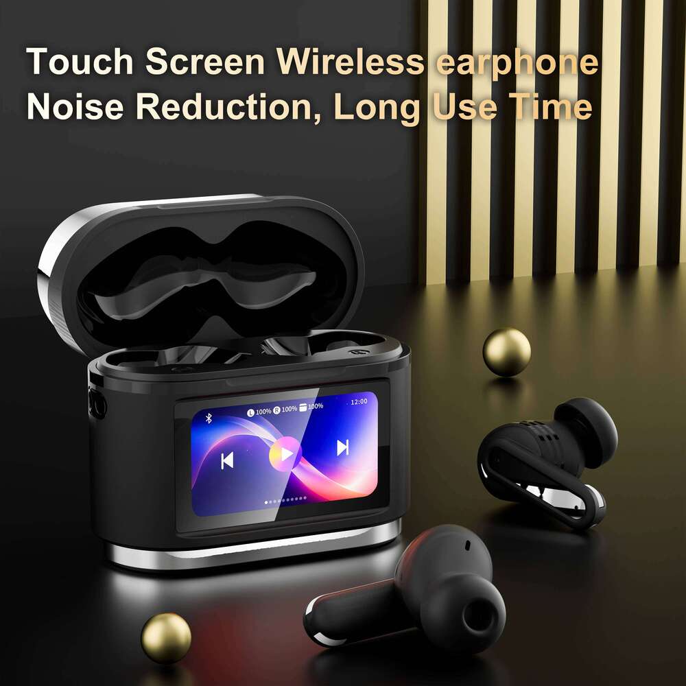 Smart Touch Screen Bluetooth Earbuds Wireless ANC ENC Active Noise Cancelling Headphones New