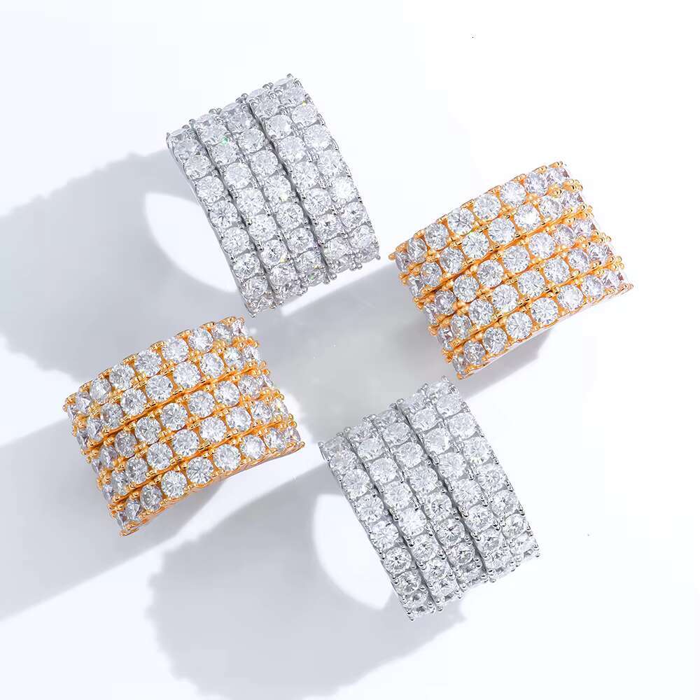 Xingyuegem Custom Wholesale Luxury Promise Ice Out 18K Gold Plated 925 Sterling Silver Vvs Diamond Mossanite Moissanite Ring