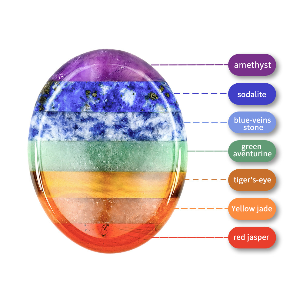 Seven-color Thumb Stone Natural Crystal Thumb-shaped Massage Acupressure Board Worry Seven-color Stress-relief Stone