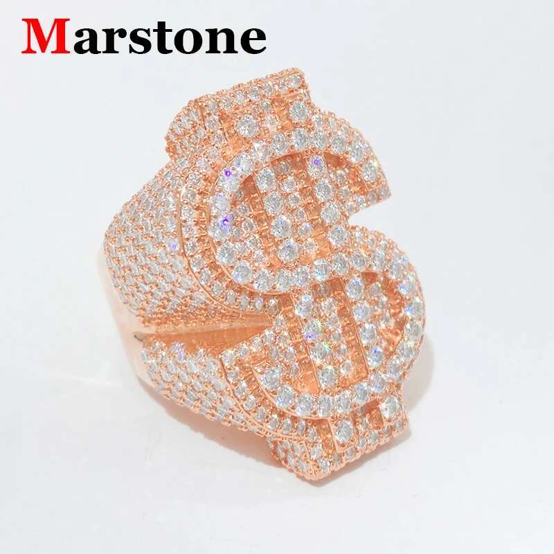 Full Moissanite Diamond D Color Womens Hip-hop Ring S925 Sterling Sliver 18K White Gold Rings Fine Jewelry for Women Men