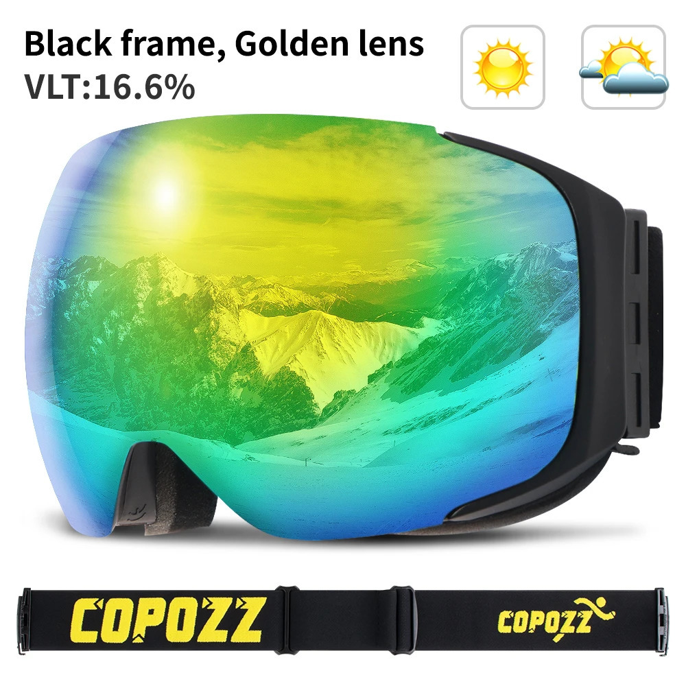 COPOZZ Magnetic Ski Goggles with Quick-Change Lens and Case Set 100 UV400 Protection Anti-fog Snowboard Goggles for Men Women 251107