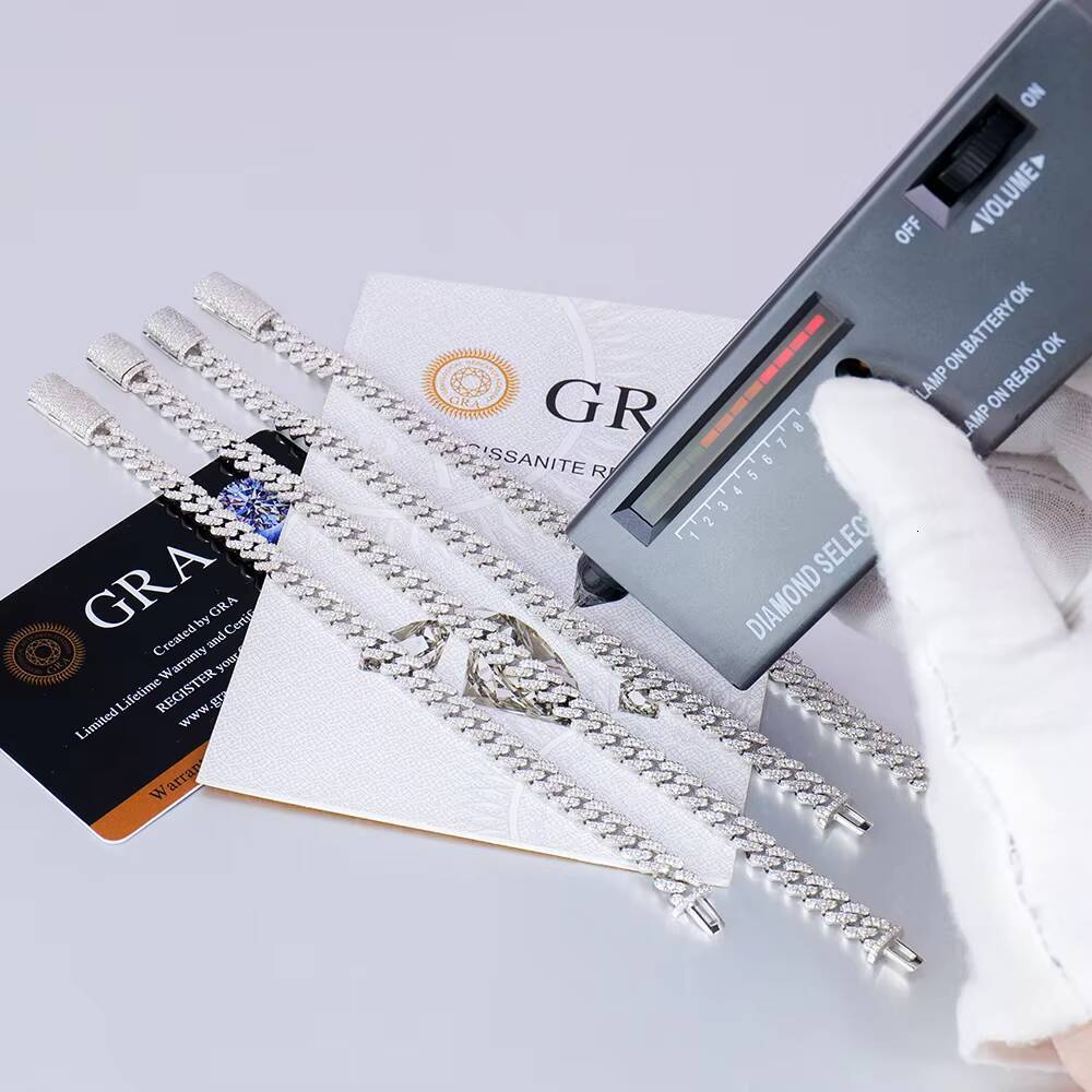 Wholesale 6MM Full Moissanite Chain Link 925 Sterling Silver Cuban Bracelet Fine Jewelry for Women