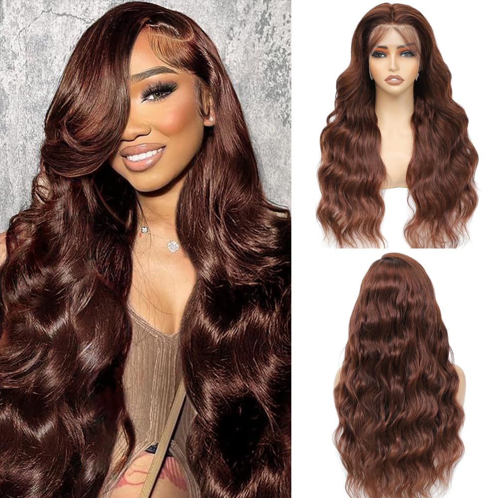 Highlight White Colored Hair Body Wave Lace Frontal Wig Similar to Real Human Hair For Black Women Transparent Lace Front Wigs 34 Inch Synthetic Lace 
