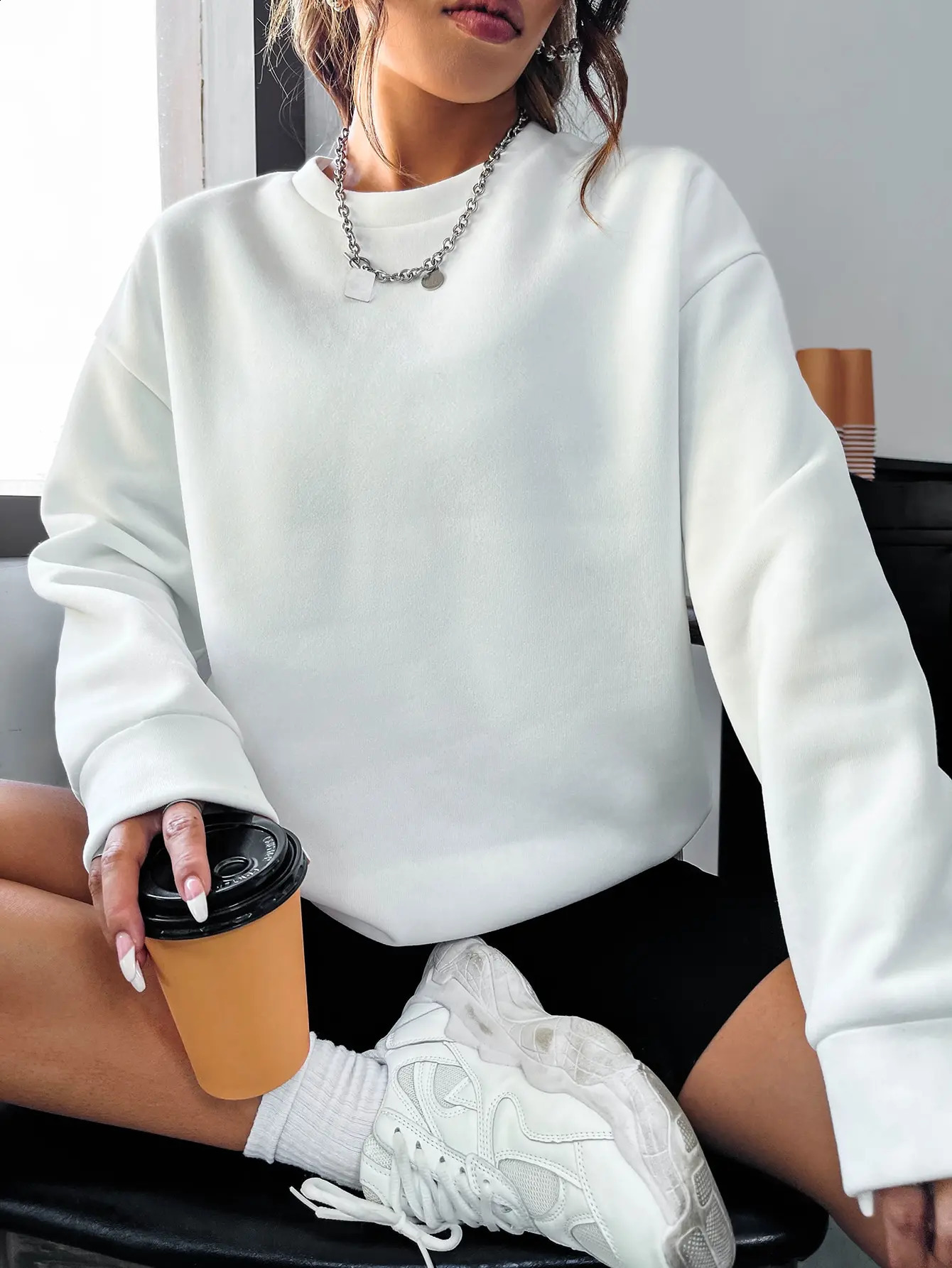 Fashion Womans Sweatshirt Everything Will Be Okay Letter Printed Pullover Loose Warm Crewneck Hoodies Casual Female Clothing 250410