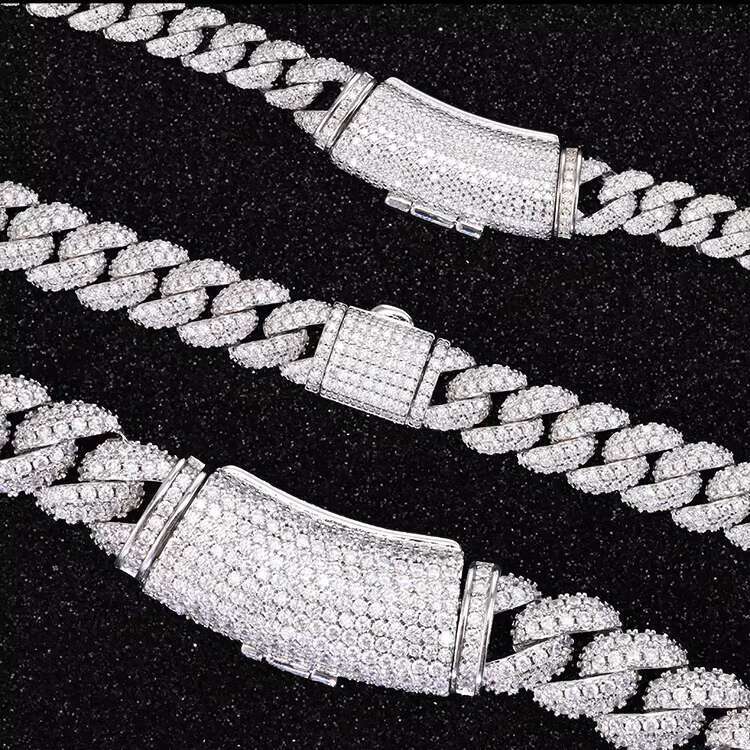 Cheapest Price 6MM-13MM Hip Hop Iced Out Jewelry S925 Silver VVS D Color Diamond Moissanite Cuban Link Chain Factory Price
