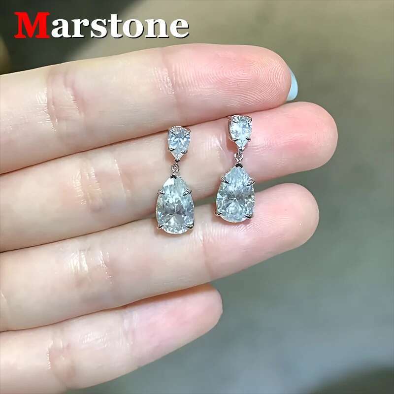6CT Full Moissanite Diamond Pear Dropwater Luxury Earrings S925 Sterling Silver 18K Gold Plated Stud Earrings for Women