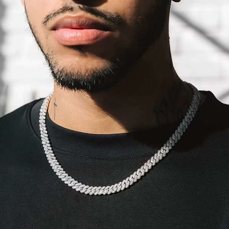 Ready to Ship Wholesale Price Hiphop Jewelry Cuban Chain 925 Sterling Silver Iced Out VVS Moissanite 8mm Cuban Link Chain