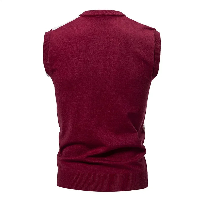 Knitted Thread Mens Fashion Embroidery Color Matching V-neck Sleeveless Sweater Casual Lining Vest Mens Top 250409