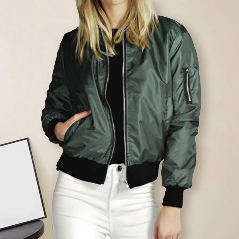 Womens solid zipper jacket spring and autumn casual thin long sleeved womens classic ultrathin 250407