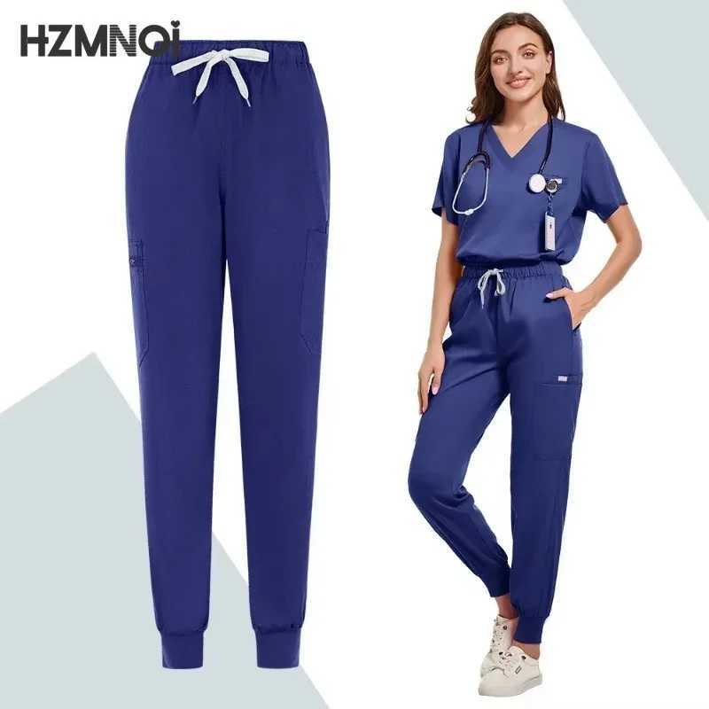 Scrubs Doctor Workwear Medical Uniform Women Nurse Uniform Thin Breathable Surgical Scrub Tops Elastic Scrubs Pants Spa Overalls X250410