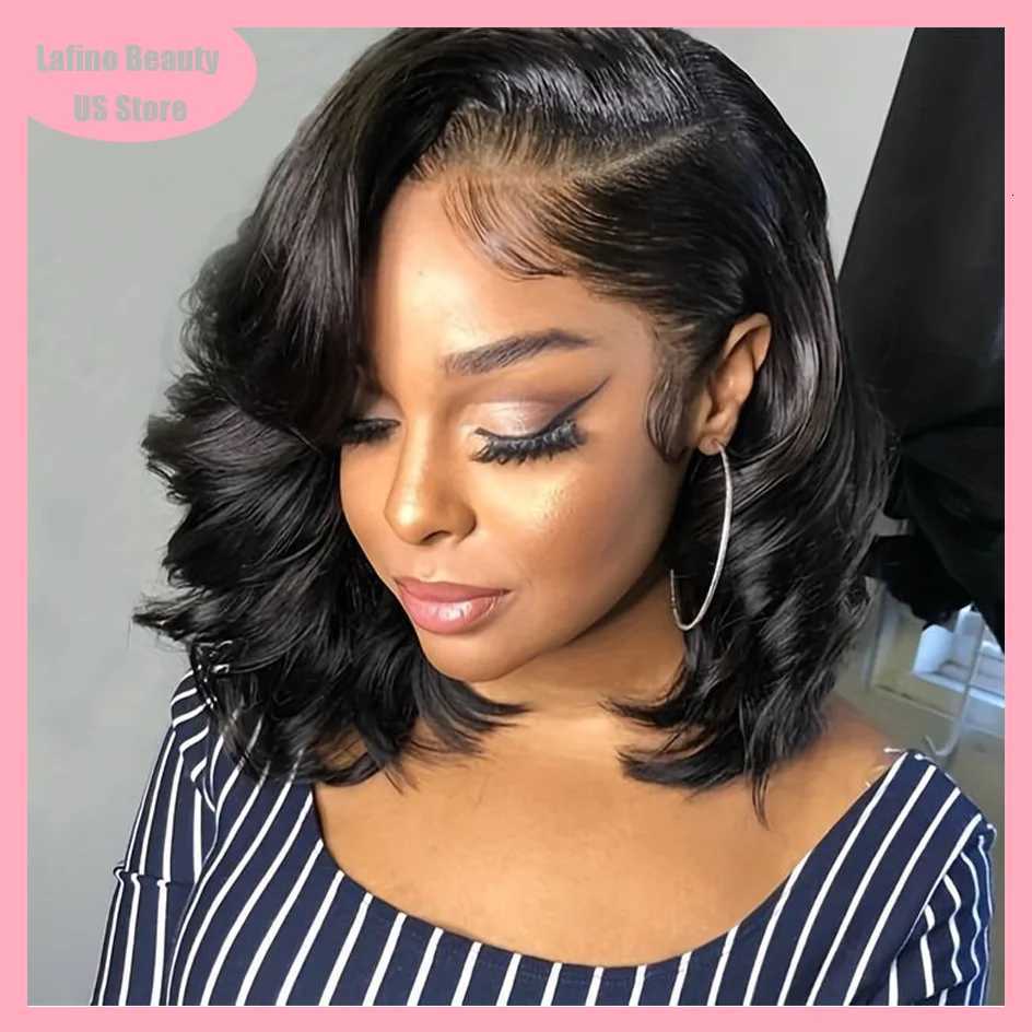 Lafino 10 Inch Short Human Hair Wigs Bob Wig 13x6 Lace Hd Body Wave Wig 13x4 Hd Lace Frontal Wigs Loose Body Wave Black WigT251111